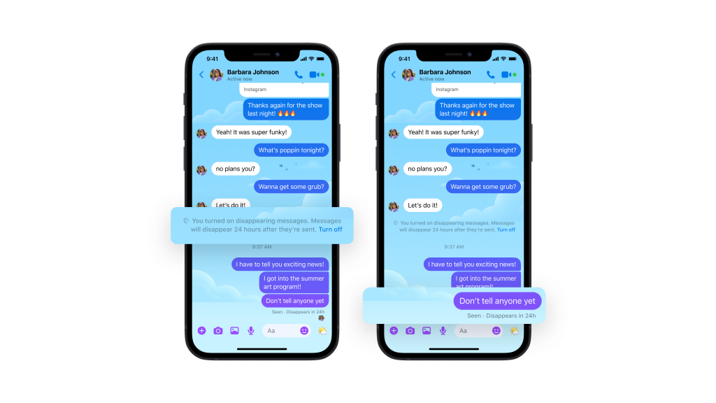 Augmentation des messages qui disparaissent sur Facebook Messenger
