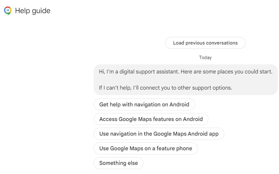 Page d'aide de Google Maps