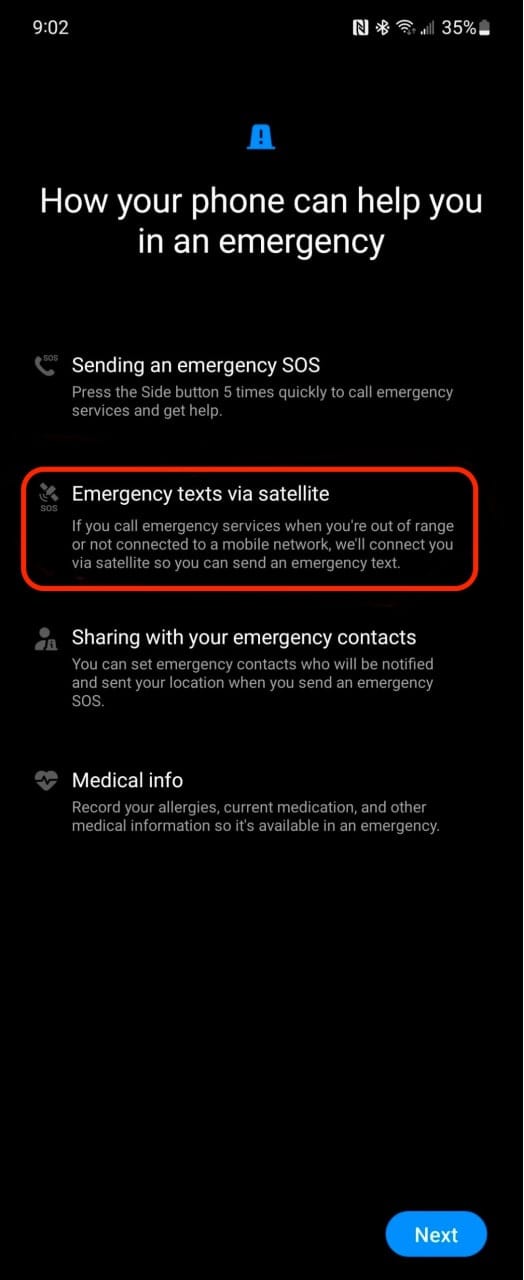 Fuite de texte d’urgence sur la connectivité satellite du Samsung Galaxy S24