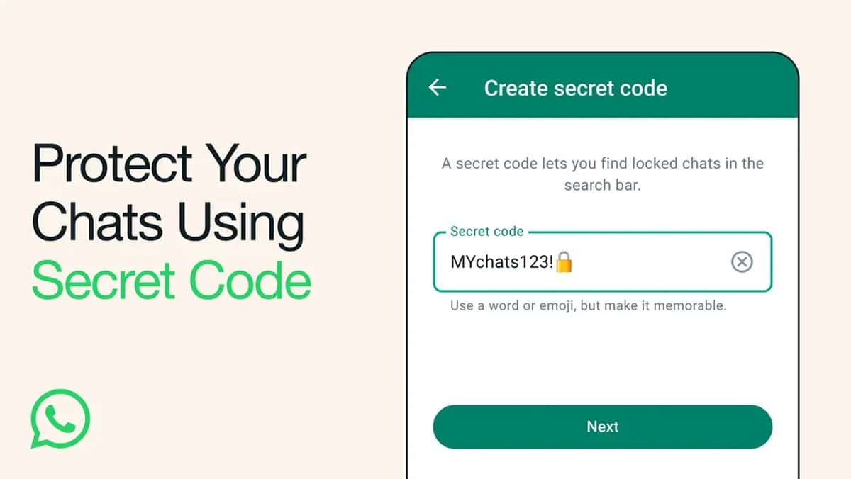 Fonctionnalité de code secret WhatsApp