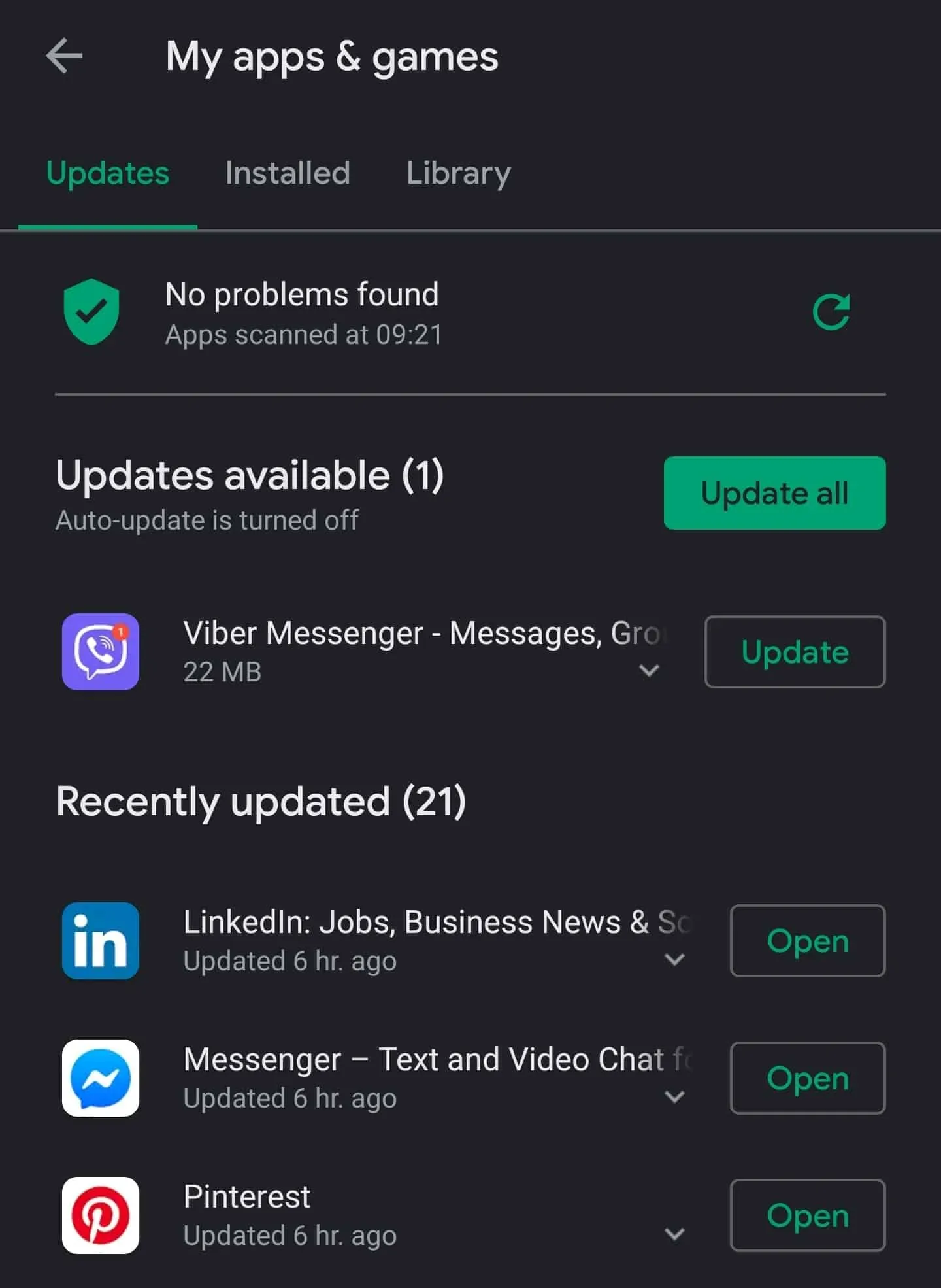 AH Mises à jour de l'application Google Play Store 1