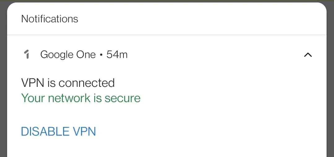 capture d'écran de Google One VPN