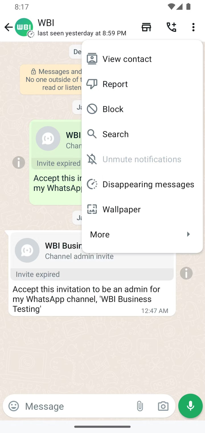 Menu à trois points des icônes WhatsApp
