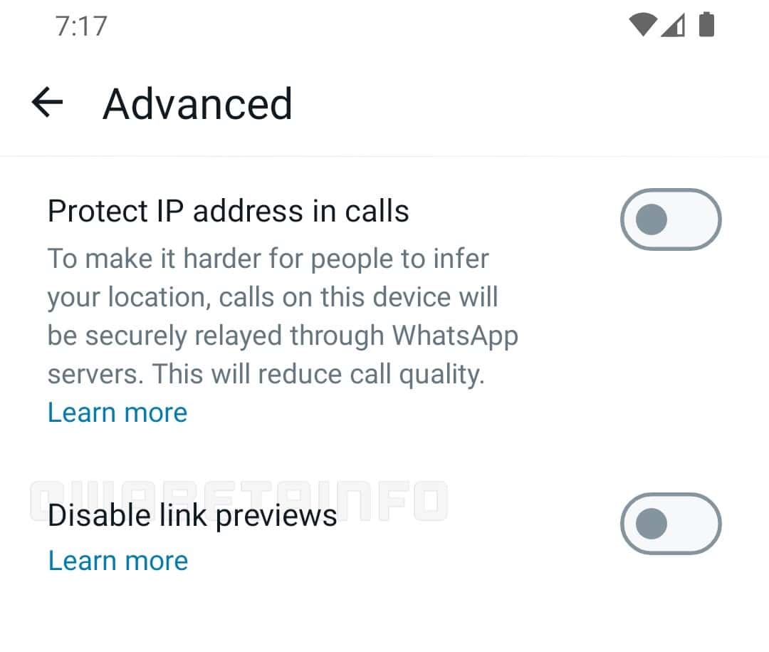 Désactiver les aperçus de liens dans WhatsApp