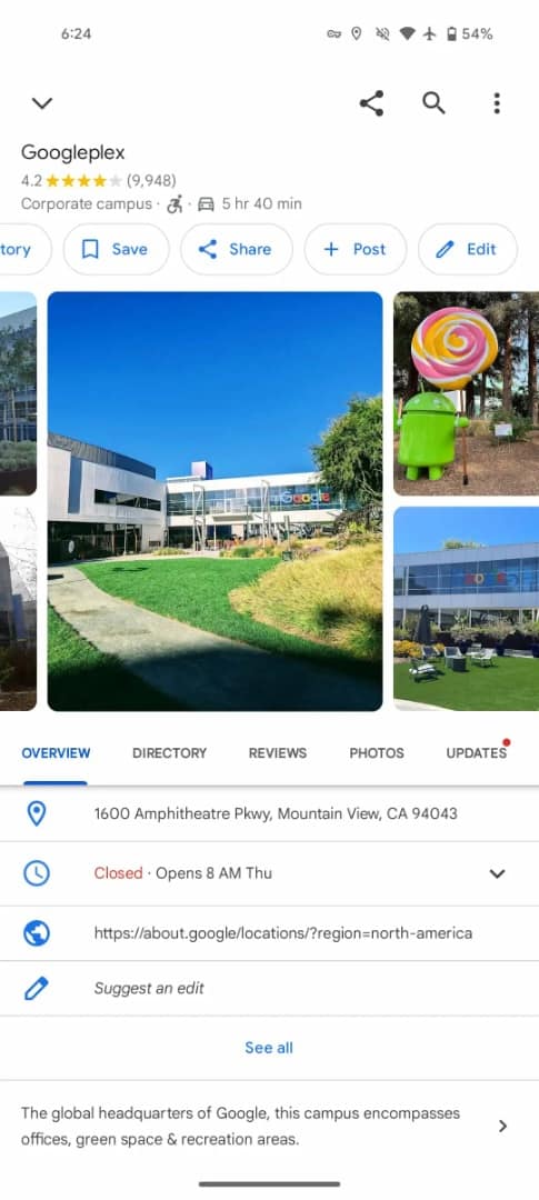 Feuille de partage Google Maps Android 2