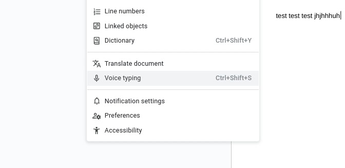 Saisie vocale Google Docs