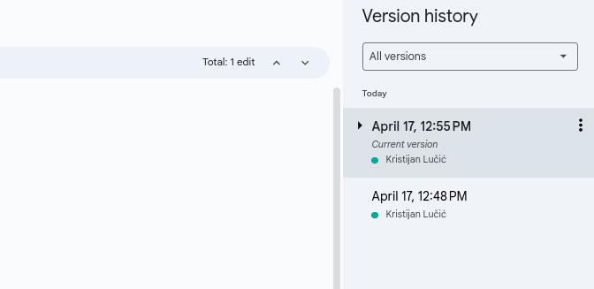 Historique des versions de Google Documents
