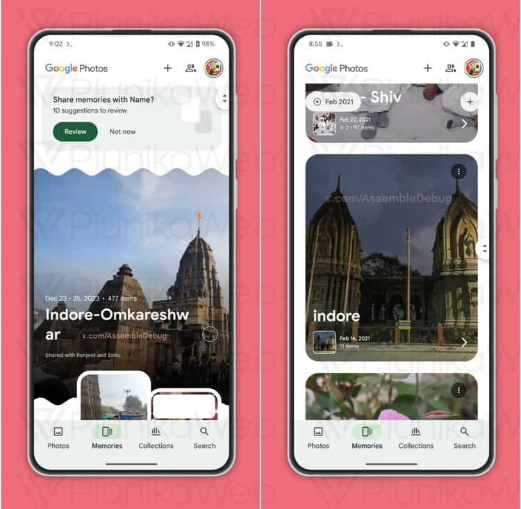 google photos souvenirs nouvelle fuite d'interface utilisateur