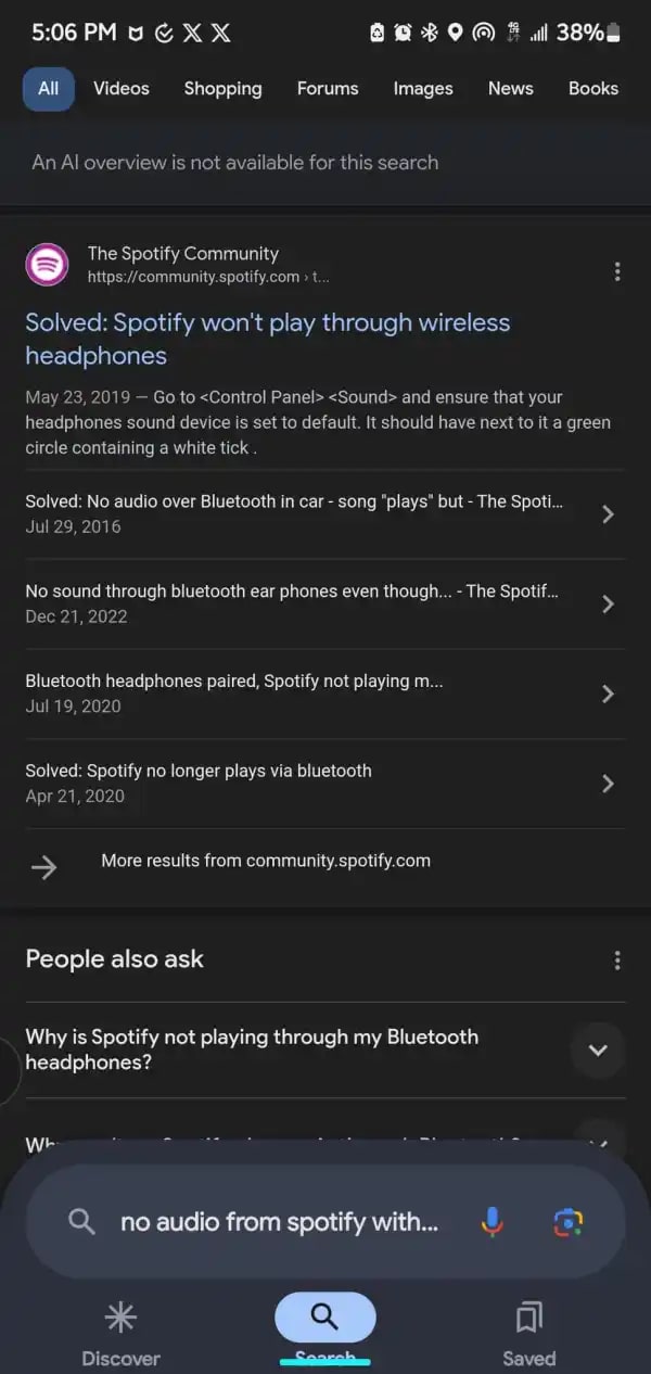 Barre inférieure de l'application Google