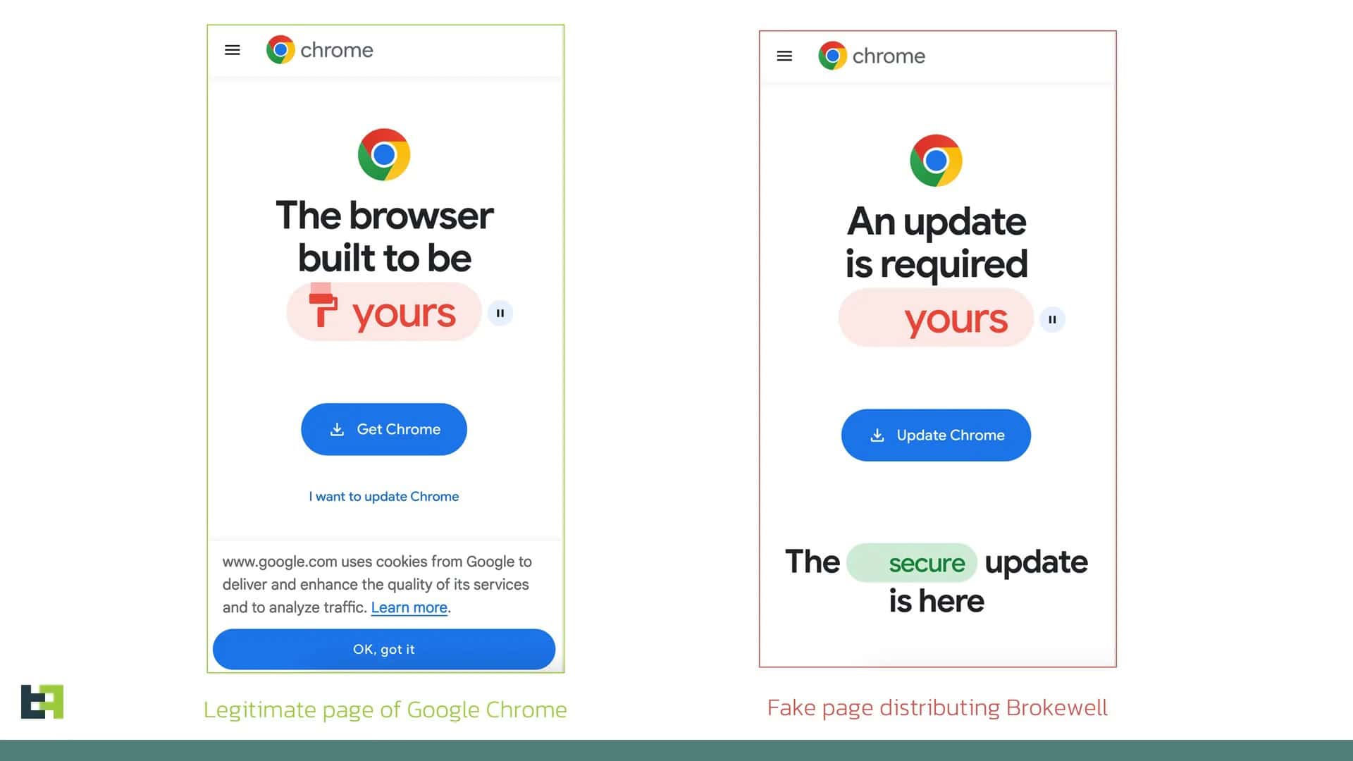 Fausse page de mise à jour de Chrome du malware Brokewell Android