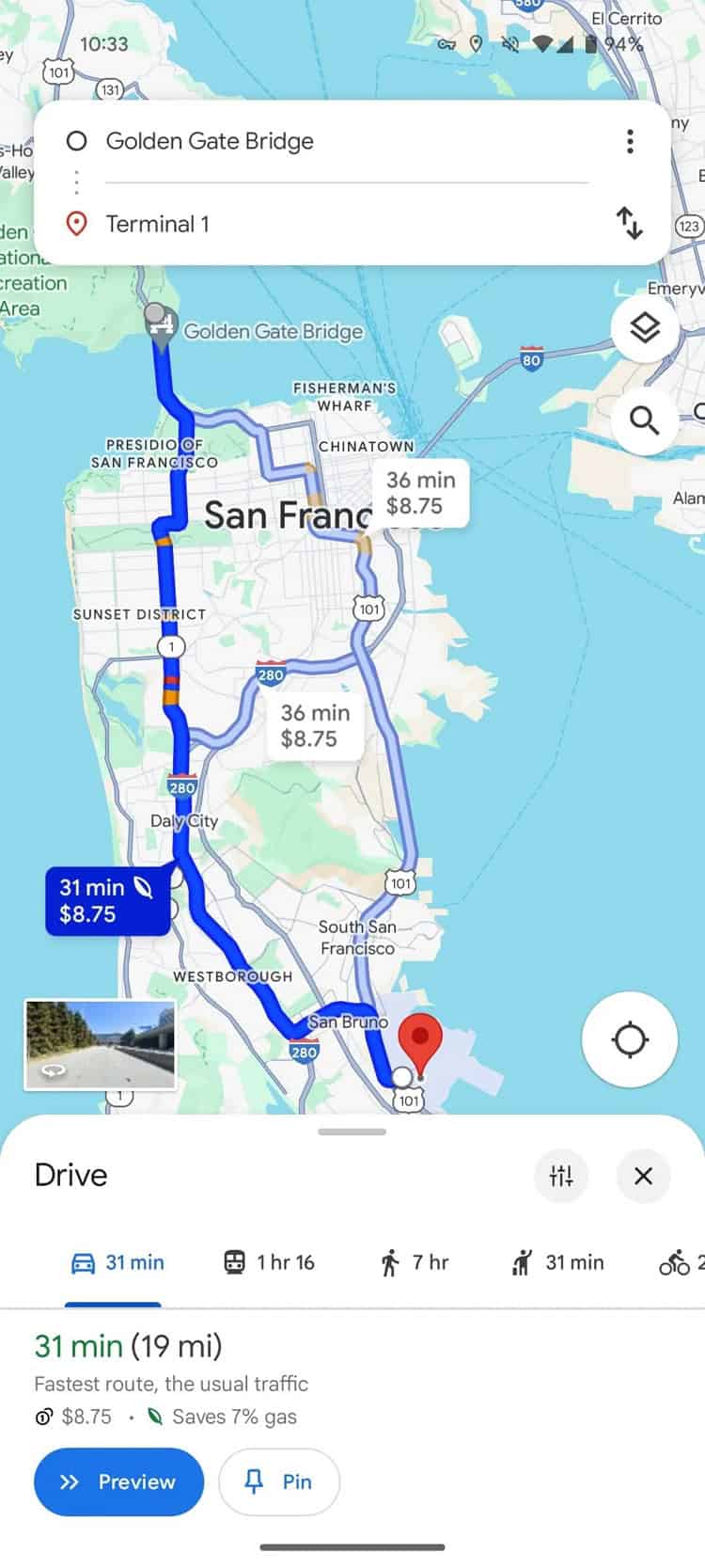 Nouvelles directions flottantes sur Google Maps.