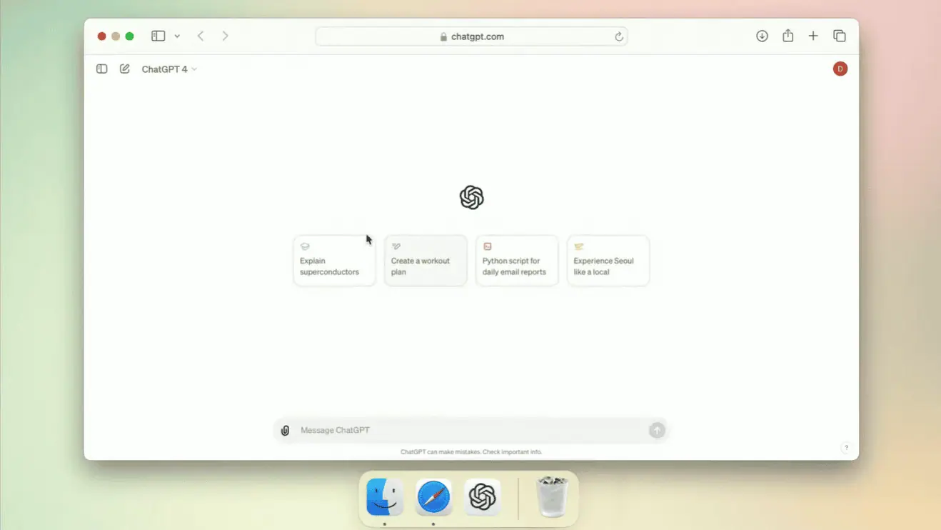 chatgpt destkop app mac nouvelle interface utilisateur