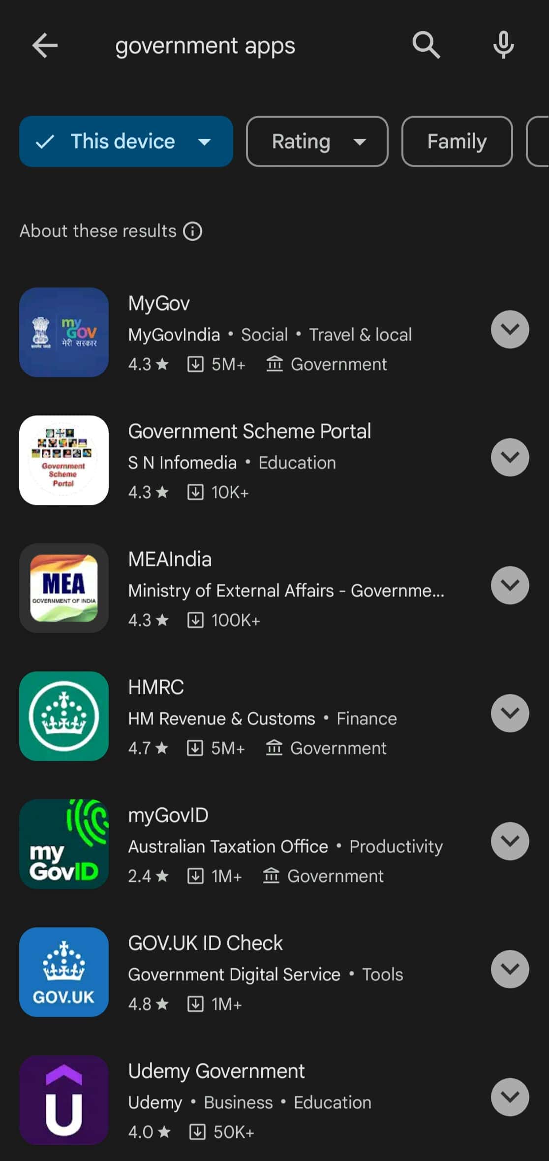 Badge du gouvernement du Google Play Store
