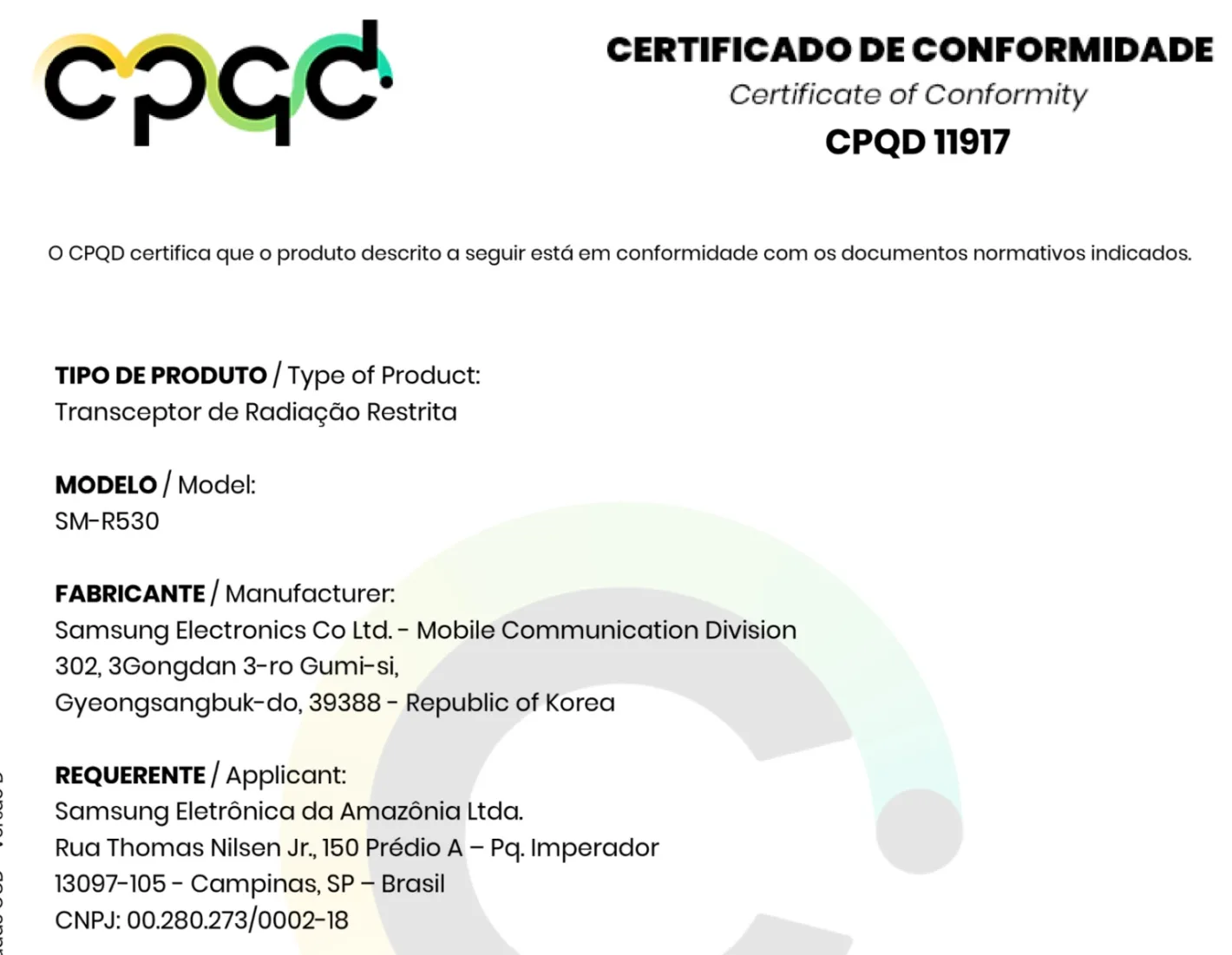 Certification Galaxy Buds 3 Brésil