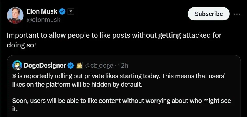 Elon Musk a tweeté.