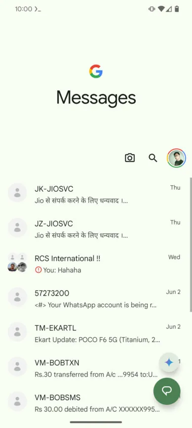 Bouton Gémeaux de Google Messages