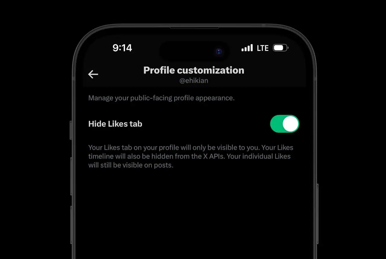 Masquer l’option de l’onglet J’aime dans X Premium.