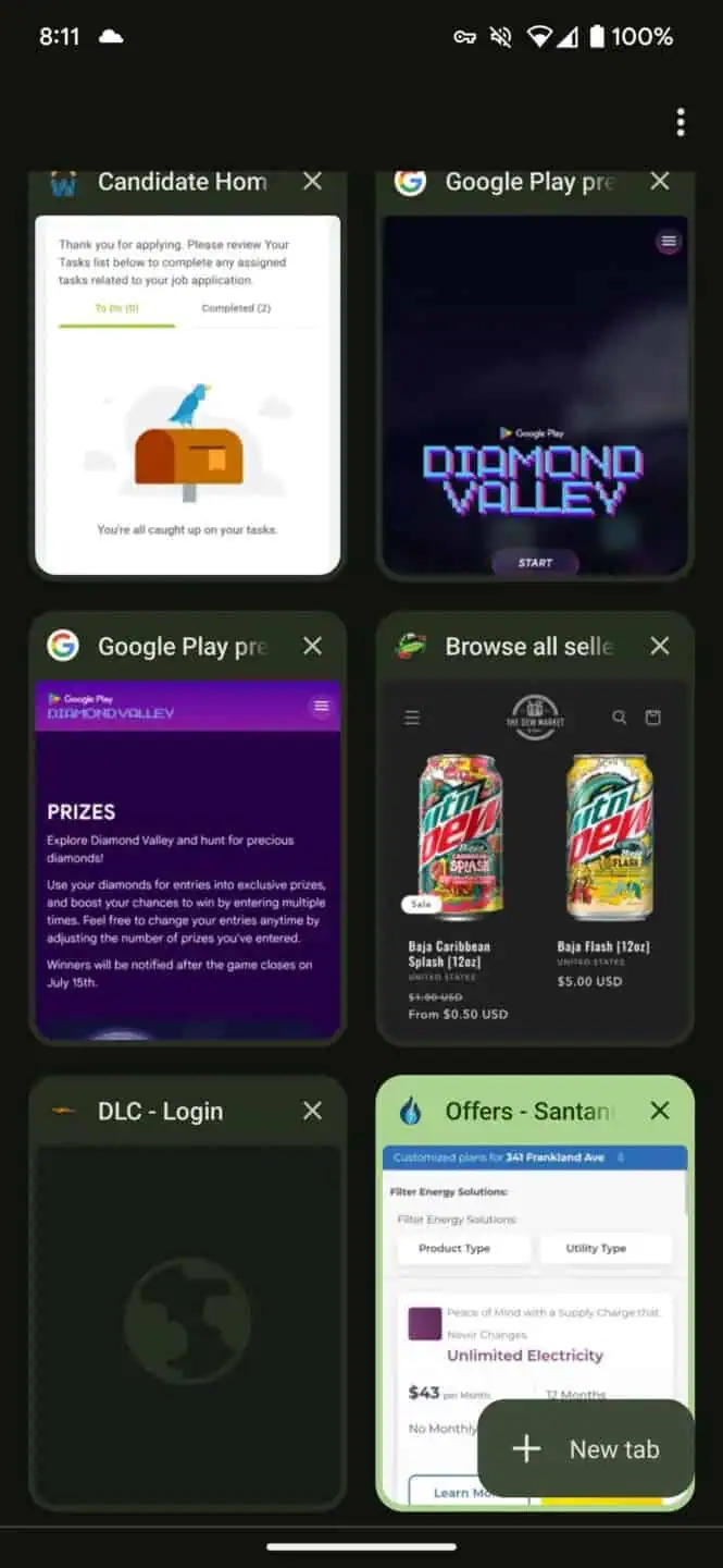 Nouvel onglet Google Chrome FAB
