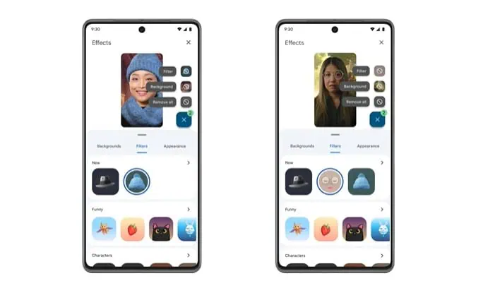 Google Meet nouvelles fonctionnalités filtres effets