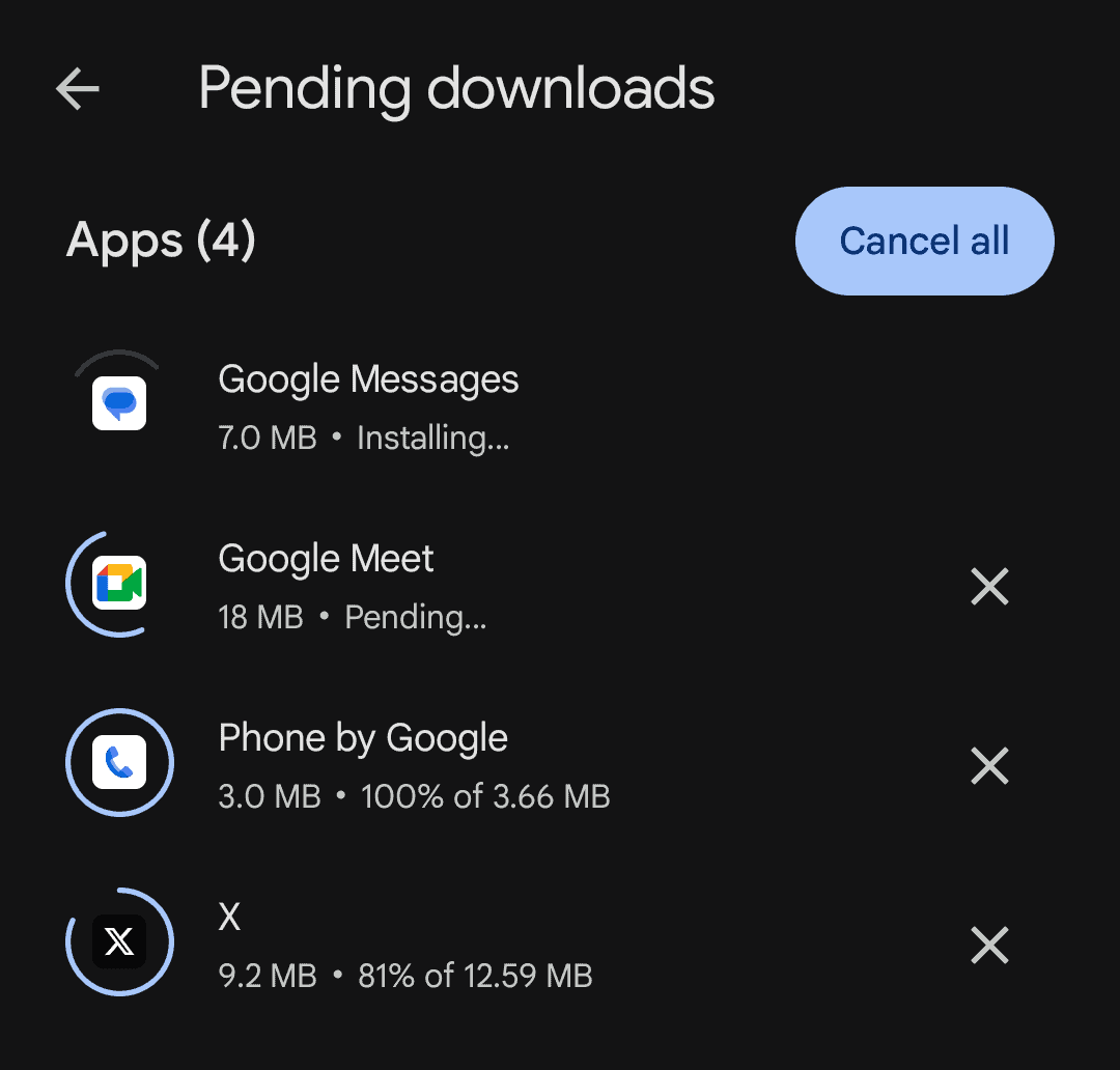 mettre à jour plusieurs applications sur le Play Store