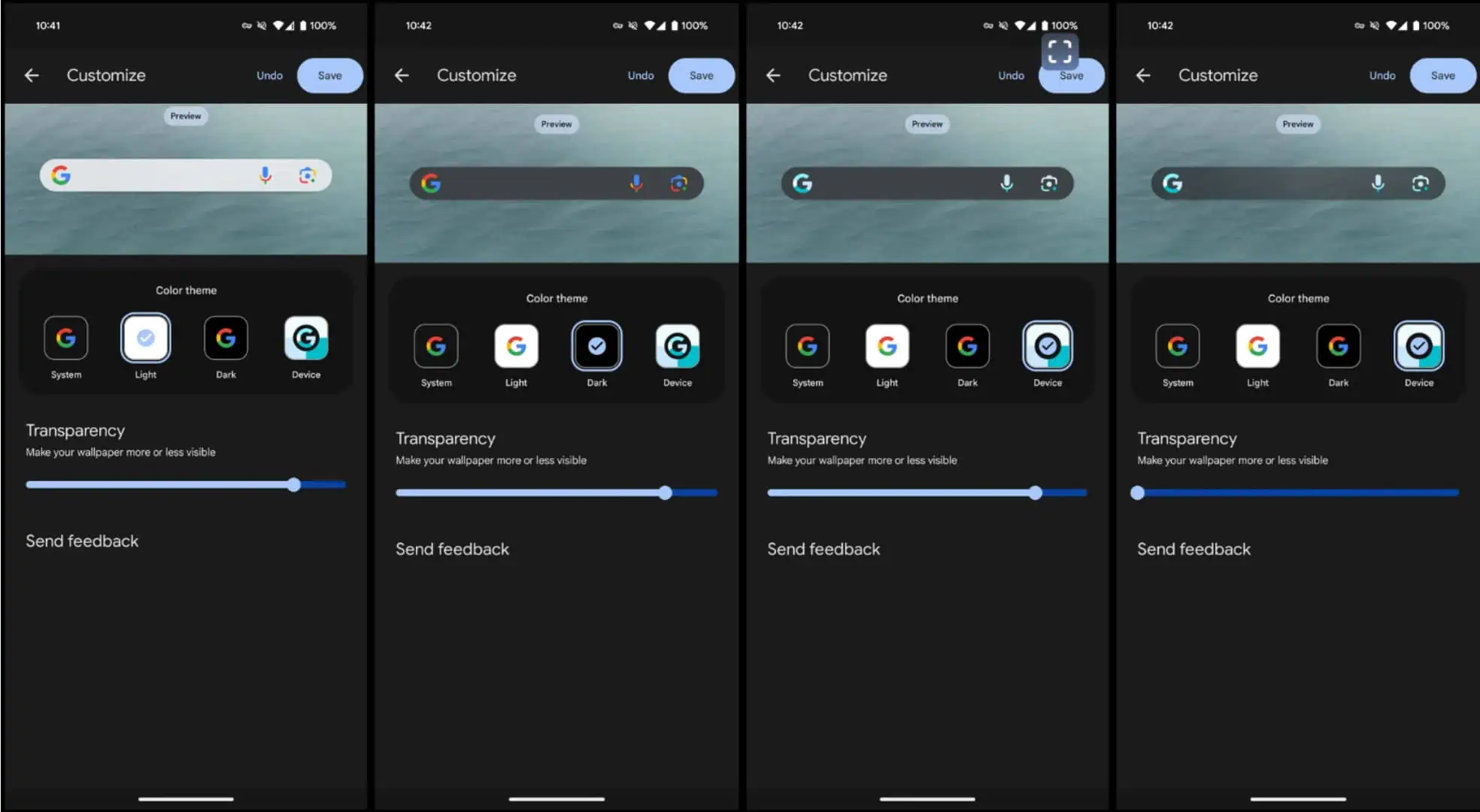 Personnalisations des widgets Google
