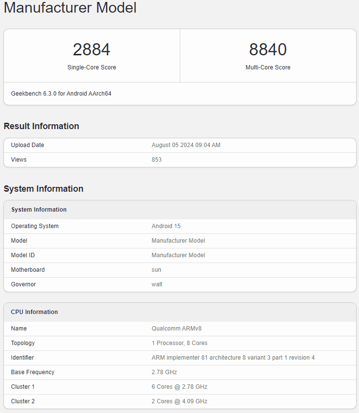 Tests de performance du Snapdragon 8 gen 4 sur Geekbench