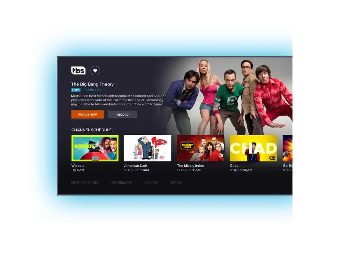 SLING TV Nouvelle vue des chaînes de l'application