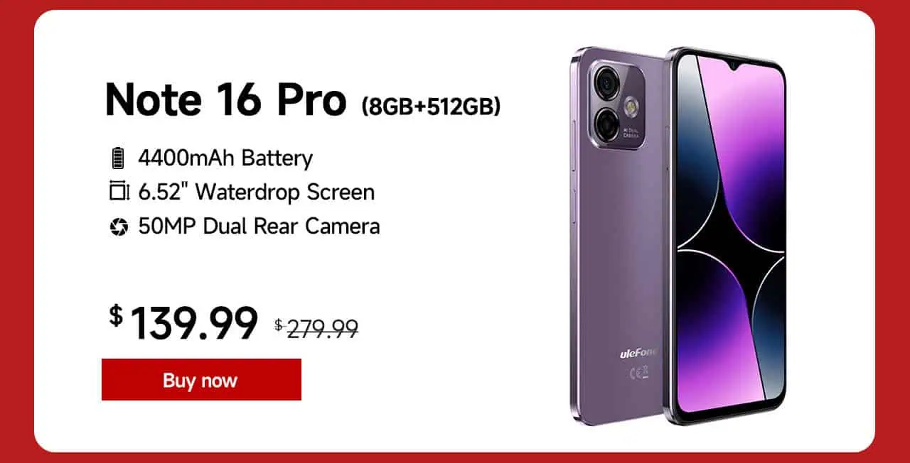 Ulefone Note 16 Pro (8 Go + 512 Go)