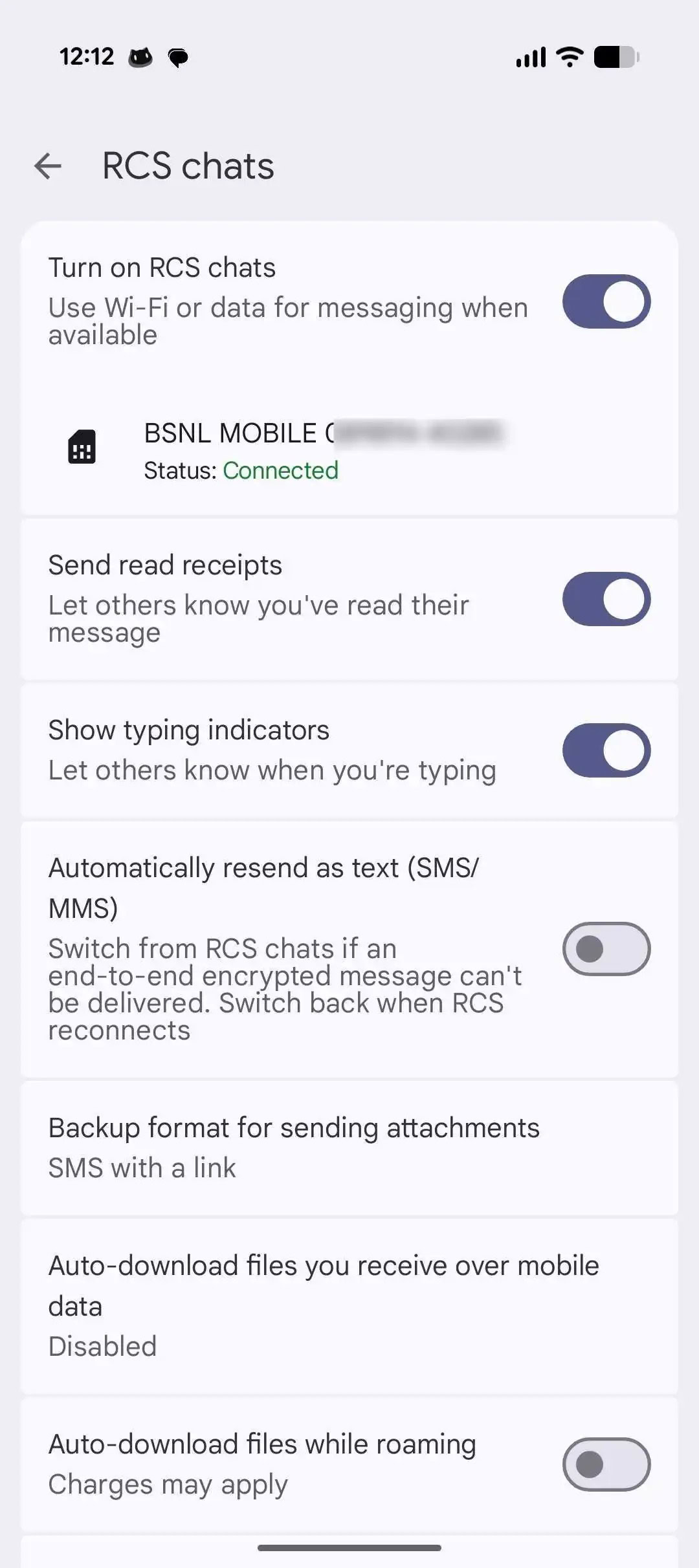 Messages Google RCS Détails du bouton 3