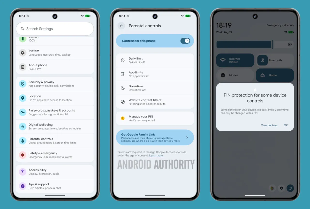 Android 16 QPR2 Contrôle des parents