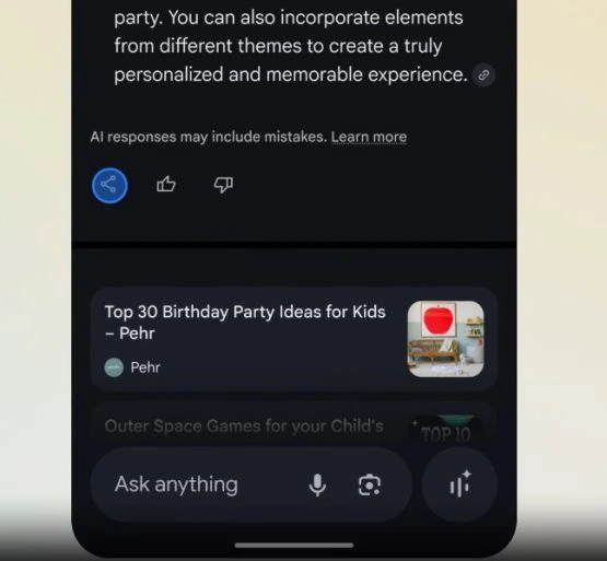 Bouton de recherche de mode AI