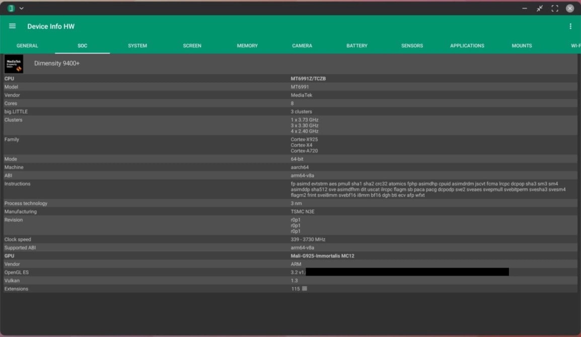 Samsung Galaxy Tab S11 Info de l'appareil