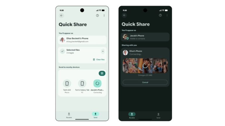 La refonte de partage rapide obtient un déploiement plus large sur Android