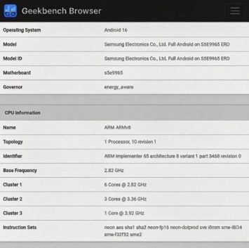 Samsung Exynos 2600 évalue la vitesse de base de Geekbench en novembre 2025