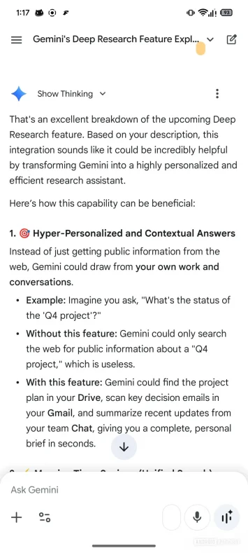 Google Gemini Aller au bouton du bas 1