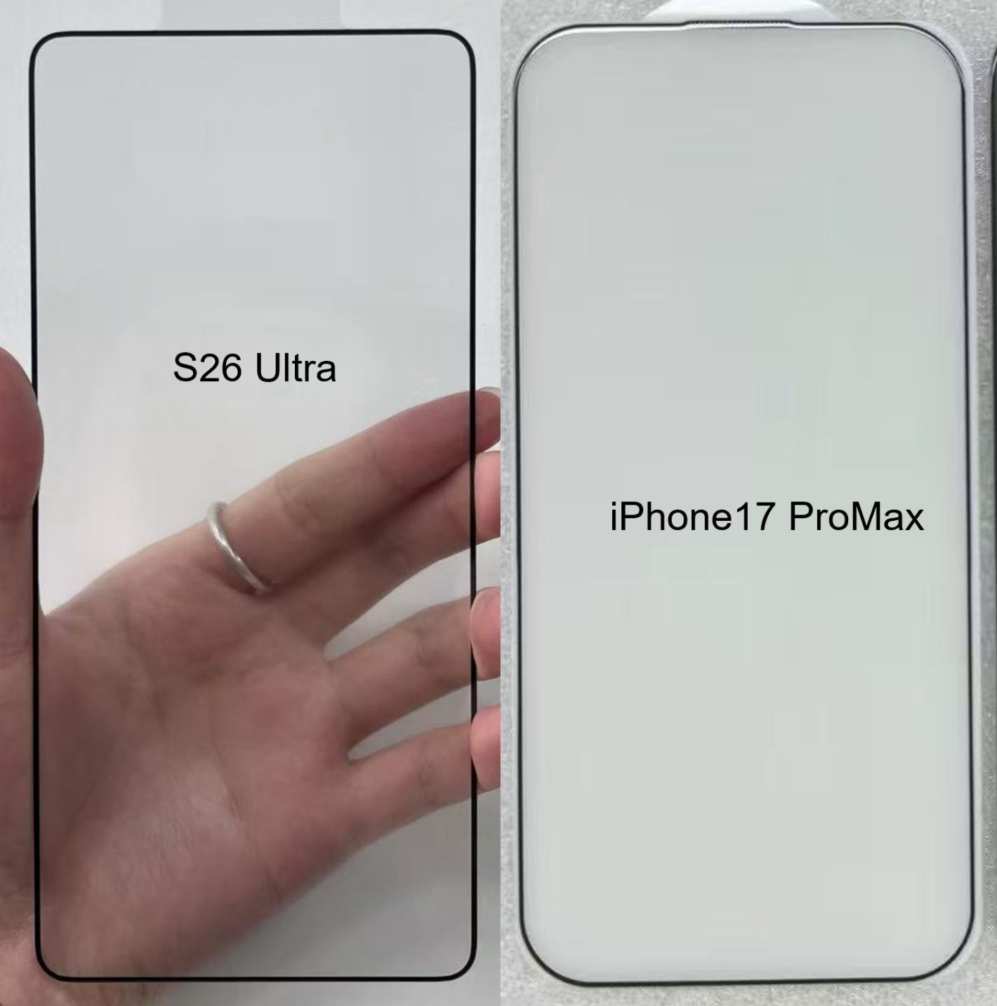 Fuite du protecteur d’écran Galaxy S26 Ultra vs iPhone 17 Pro Max