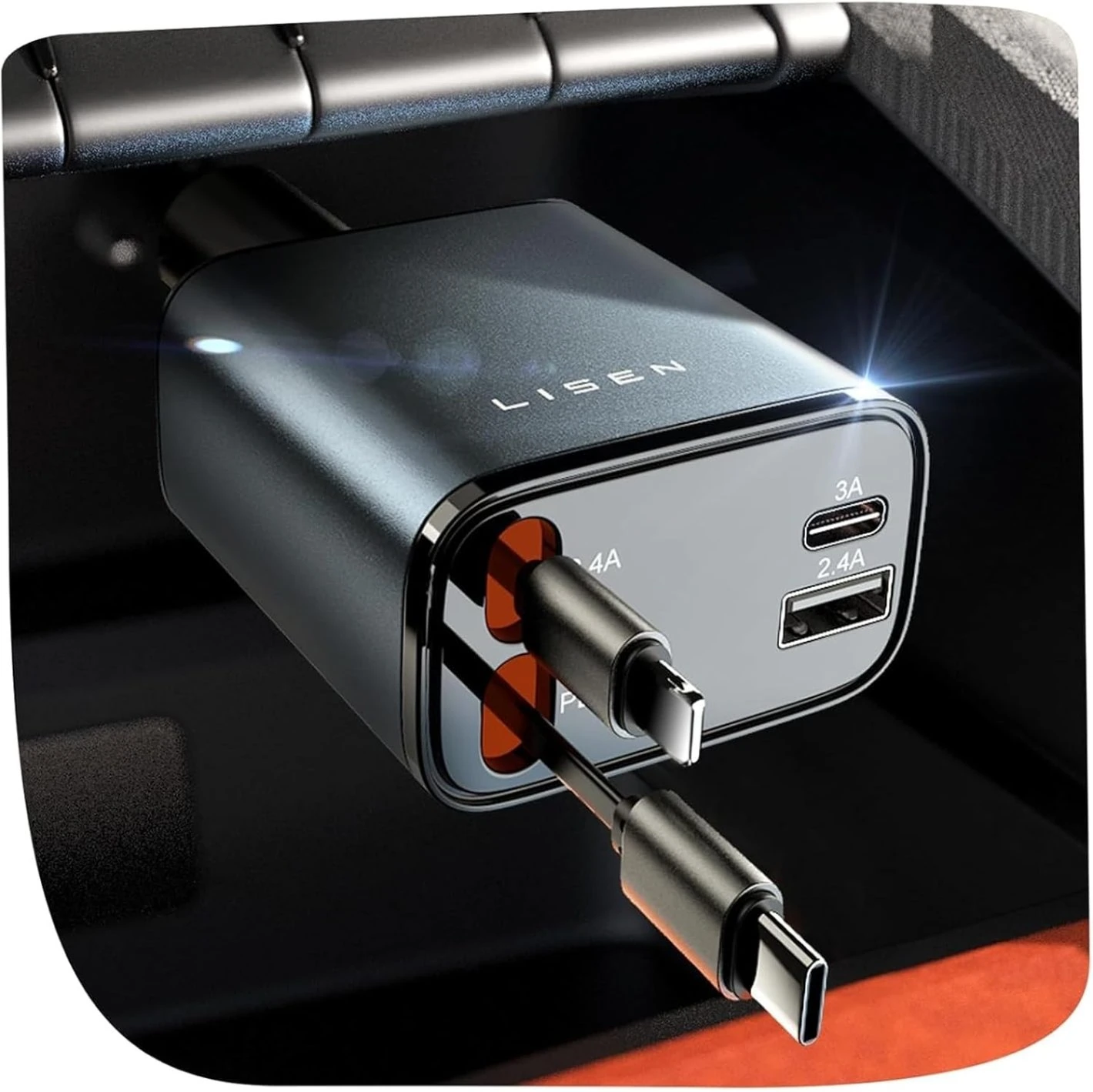 Chargeur de voiture rétractable LISEN 69W