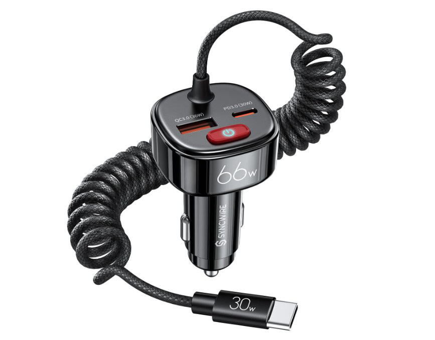 Chargeur de voiture USB C Syncwire 66 W avec prévention des fuites de batterie