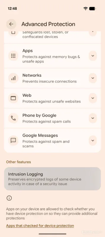 Journalisation des intrusions Android 16