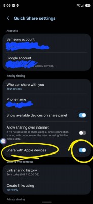 La prise en charge d'AirDrop apparaît sur plusieurs anciens modèles de Galaxy S