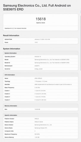 Annonces Exynos 2700 sur Geekbench