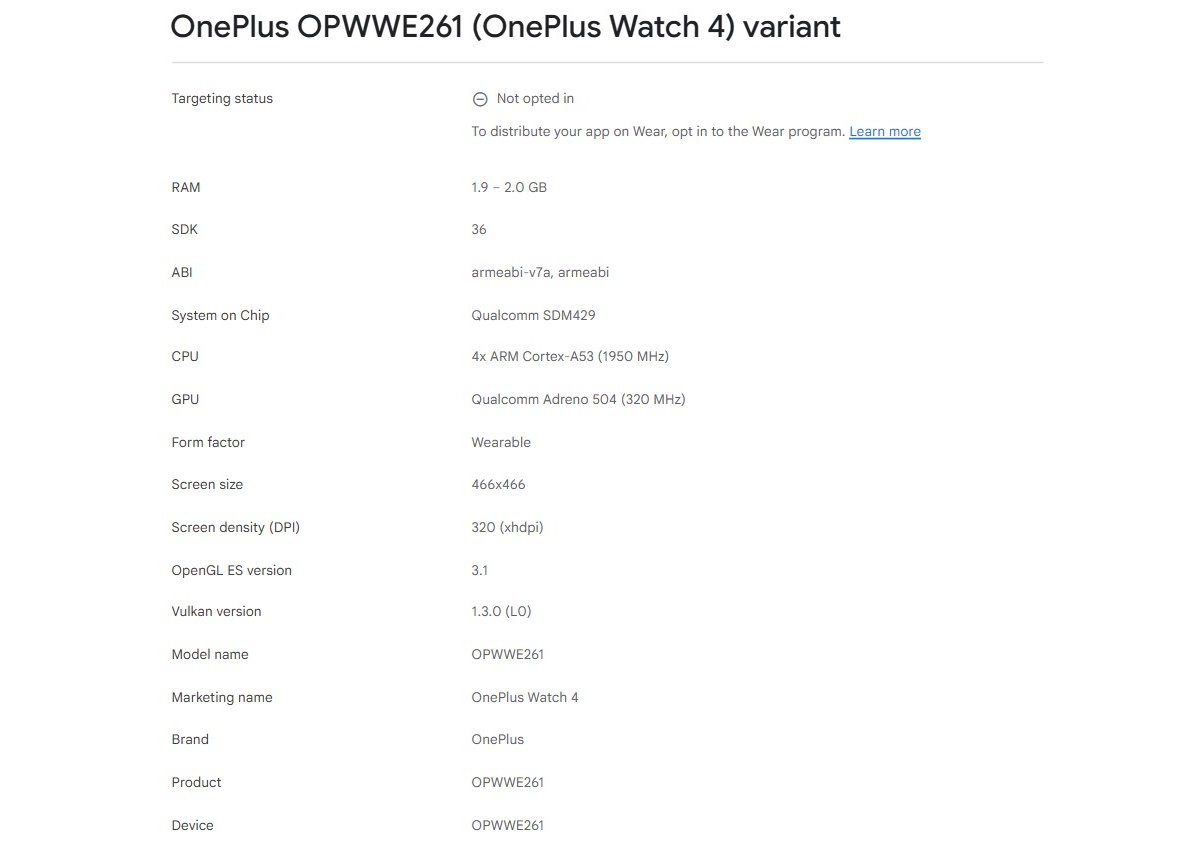 OnePlus Watch 4 apparaît dans la console Google Play, voici à quoi elle ressemble