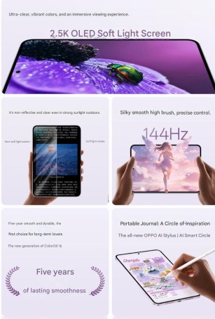 Spécifications des touches du Oppo Pad Mini