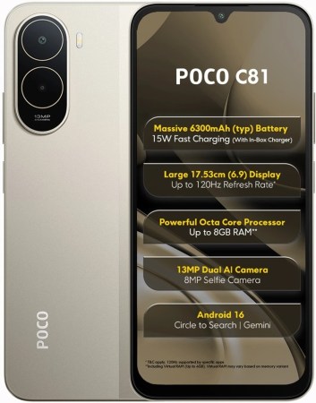 Poco C81 arrive avec un écran 120 Hz et une batterie de 6 300 mAh, le C81x le suit