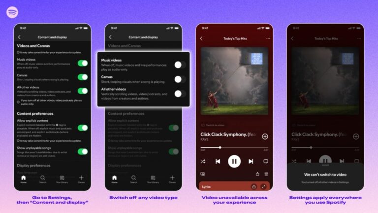 Spotify vous permettra de désactiver facilement le contenu vidéo sur tous les appareils