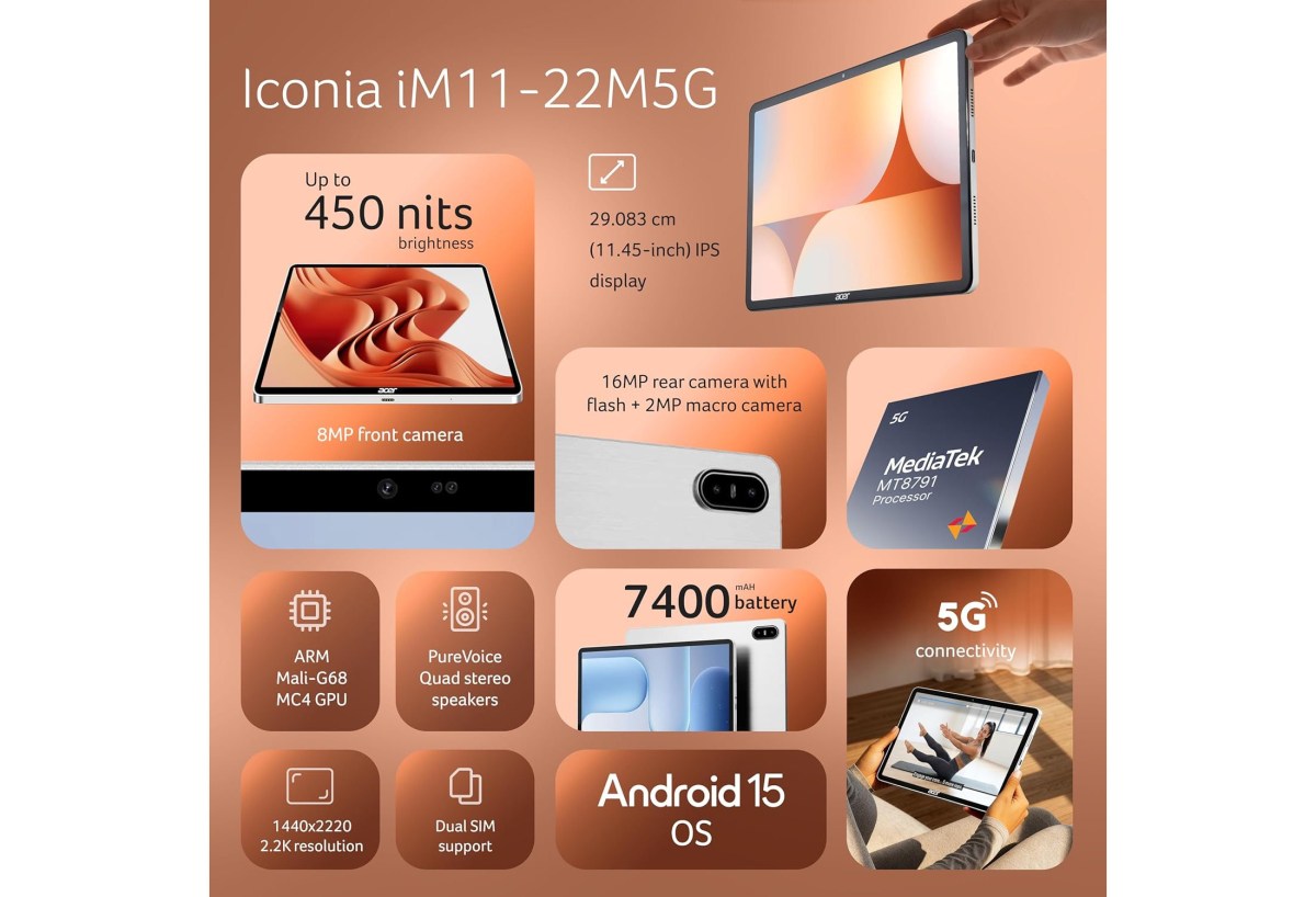 La tablette Acer Iconia iM11 5G est officielle avec un écran de 11,45 pouces, Dimensity 7050 SoC