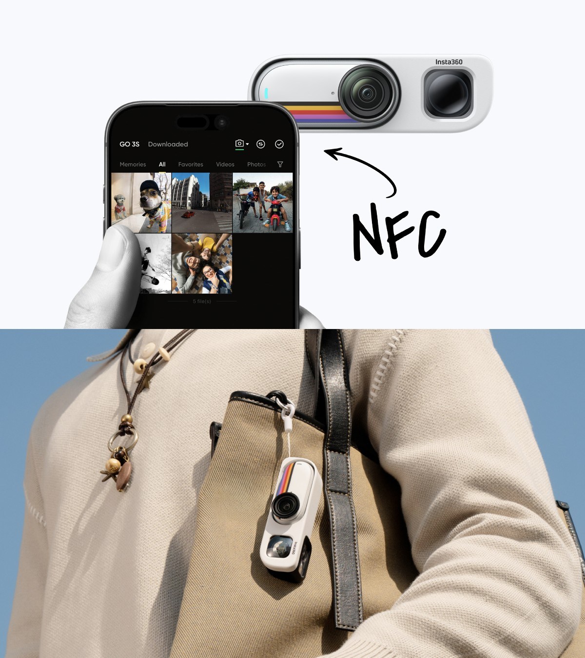 Insta360 Go 3S Retro Bundle : skin personnalisé NFC • Sangle