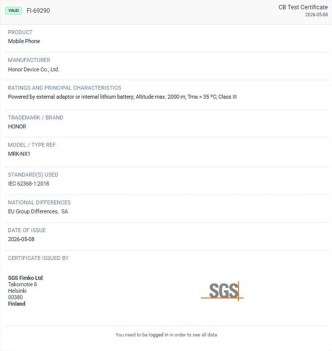 Certifications Honor 600 Smart 5G