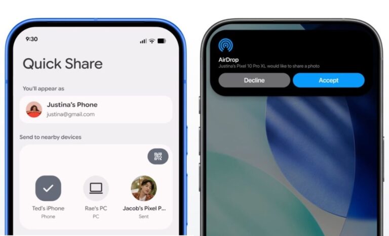 Ces téléphones Android bénéficieront bientôt du support AirDrop dans Quick Share