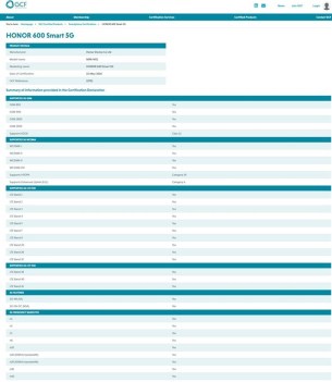 Honor 600 Smart 5G arrive, les certifications révèlent